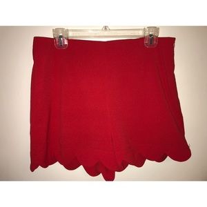 High Waisted Scallop-hem Shorts by Monteau LA